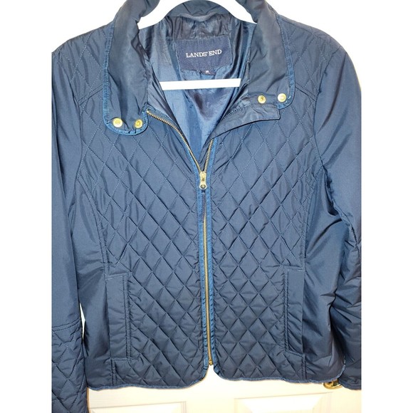 Lands End Navy Misses Quilted Jacket Size M(10-12) - Picture 2 of 7